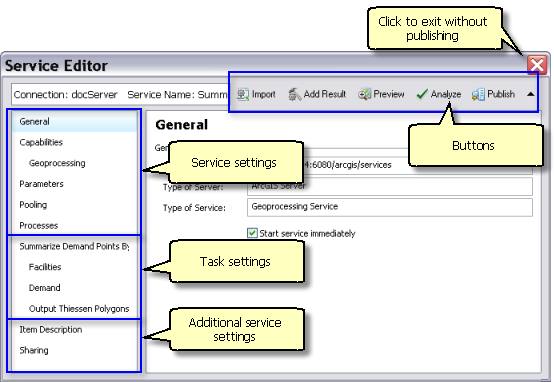 Geoprocessing Service Editor Geoprocessing Service Editor